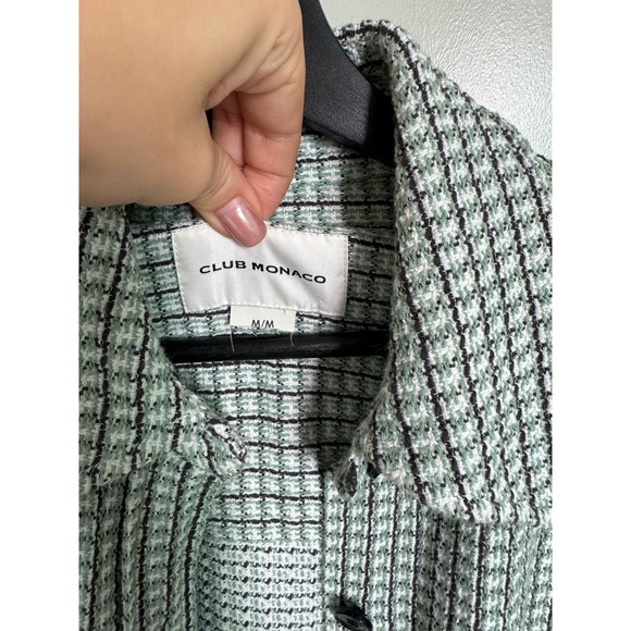 Club Monaco EUC Tweed Boucle Overshirt Jacket Coat Shaket Size M Checkered - Picture 9 of 13